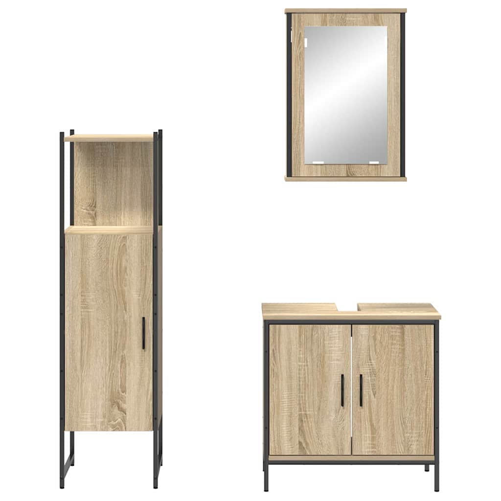 Badezimmermöbel-Set mit Regal mit Tür 3 pcs Braun Holzwerkstoff