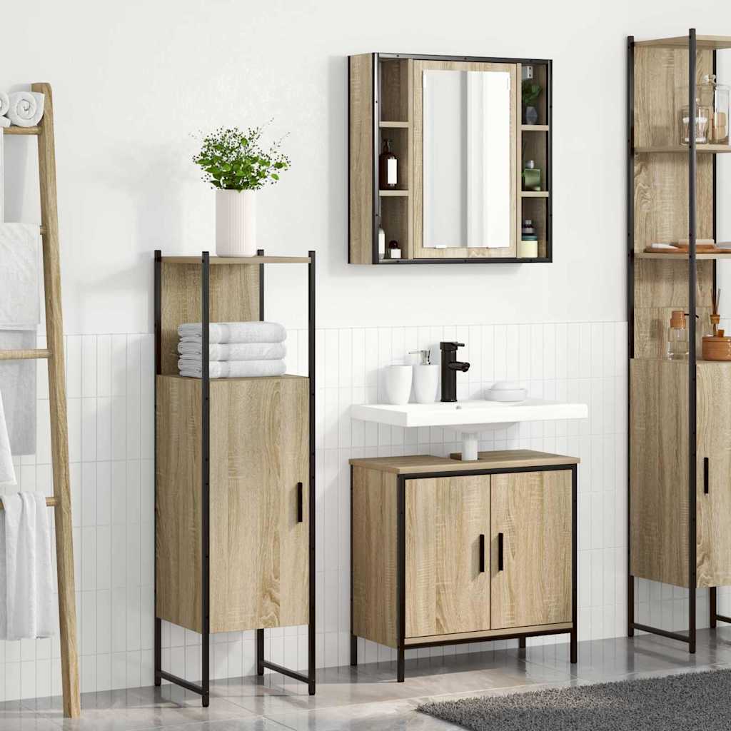 Badezimmermöbel-Set mit Regal mit Tür 3 pcs Braun Holzwerkstoff