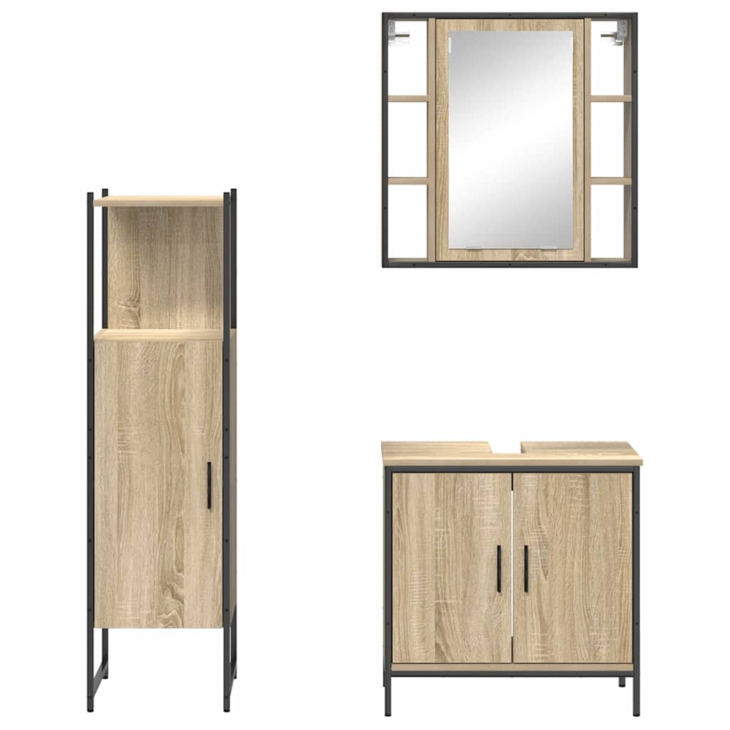 Badezimmermöbel-Set mit Regal mit Tür 3 pcs Braun Holzwerkstoff