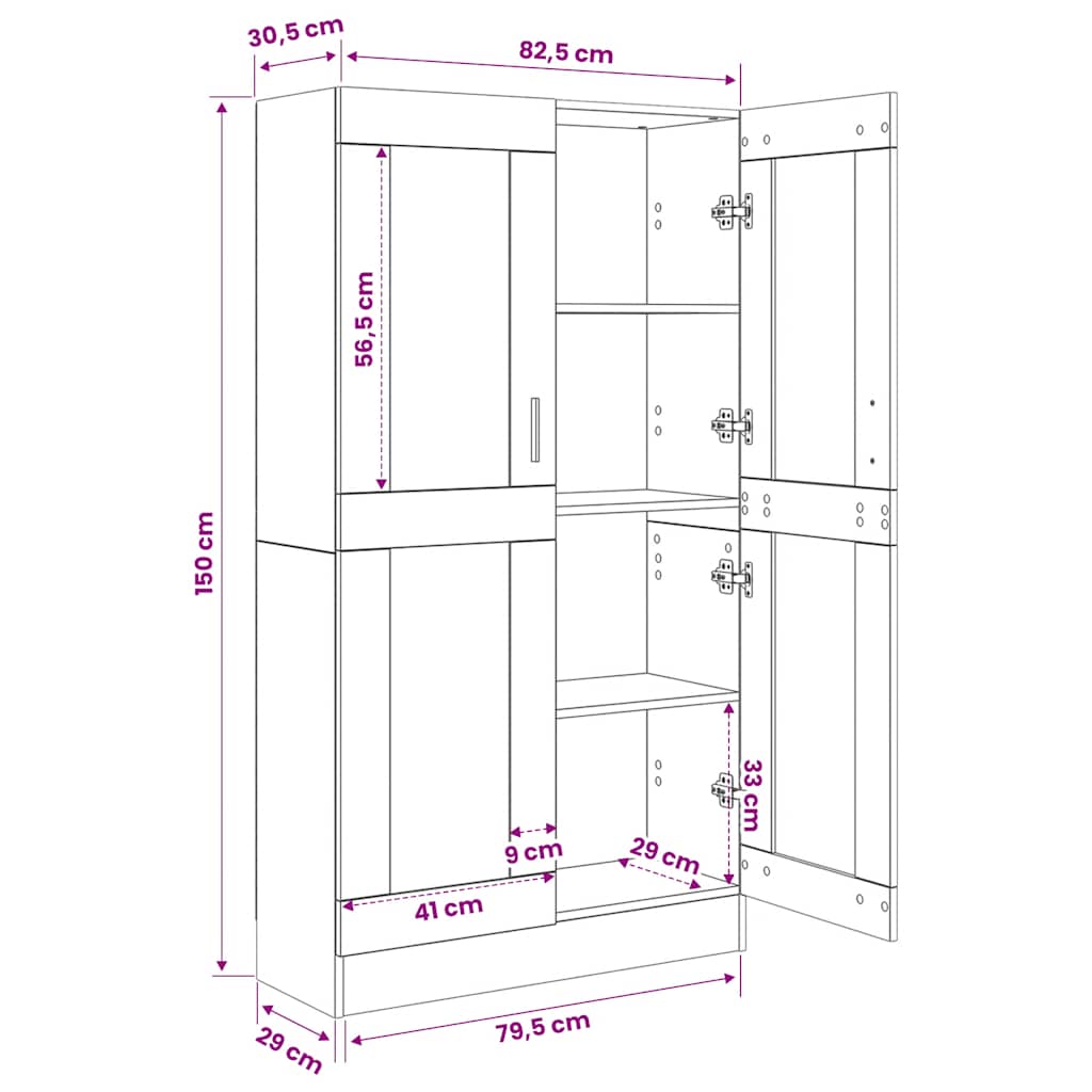 Bücherschrank Artisan-Eiche 82,5x30,5x150 cm Holzwerkstoff