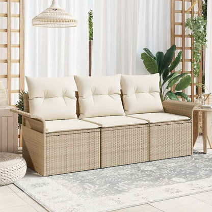 Sofa Set 3 stk. 3-Sitzanzahl Beige und Creme Poly-Rattan
