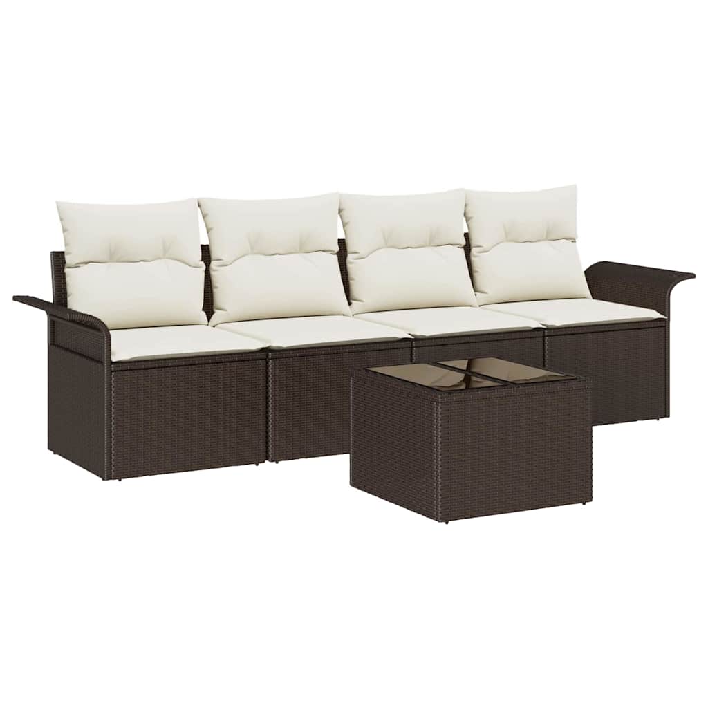 Sofa Set 5 stk. Braun Poly-Rattan