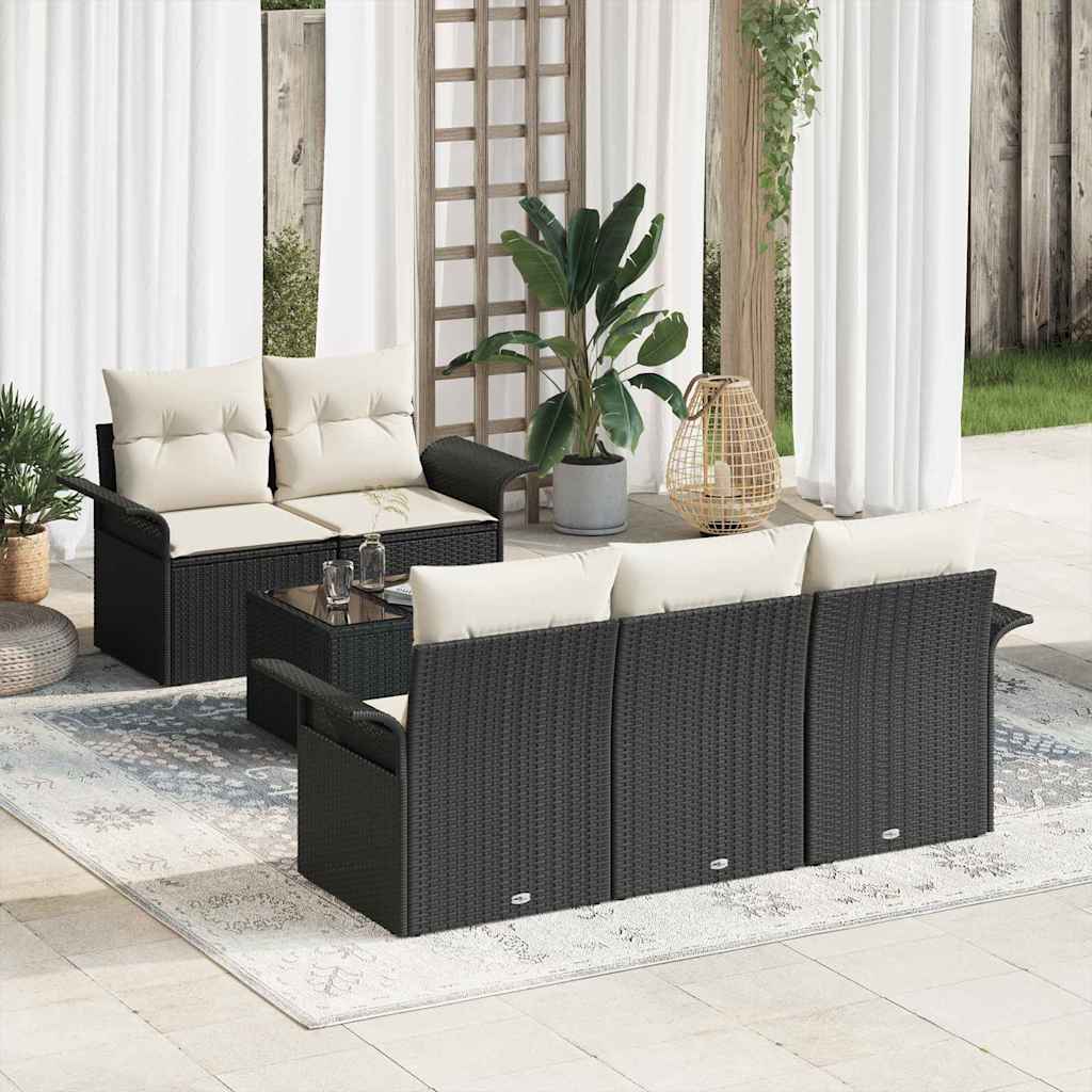 Sofa Set 6 stk. Schwarz Poly-Rattan