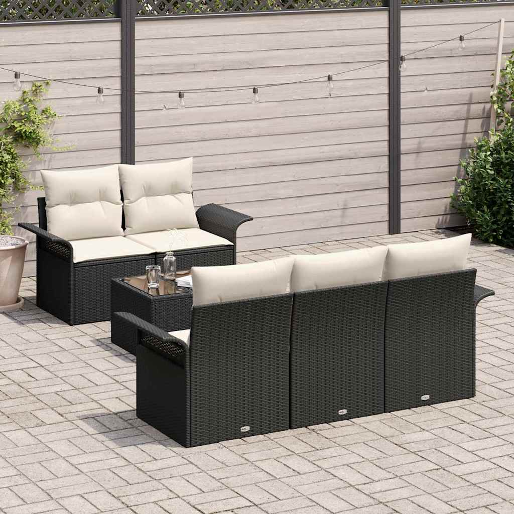 Sofa Set 6 stk. Schwarz Poly-Rattan