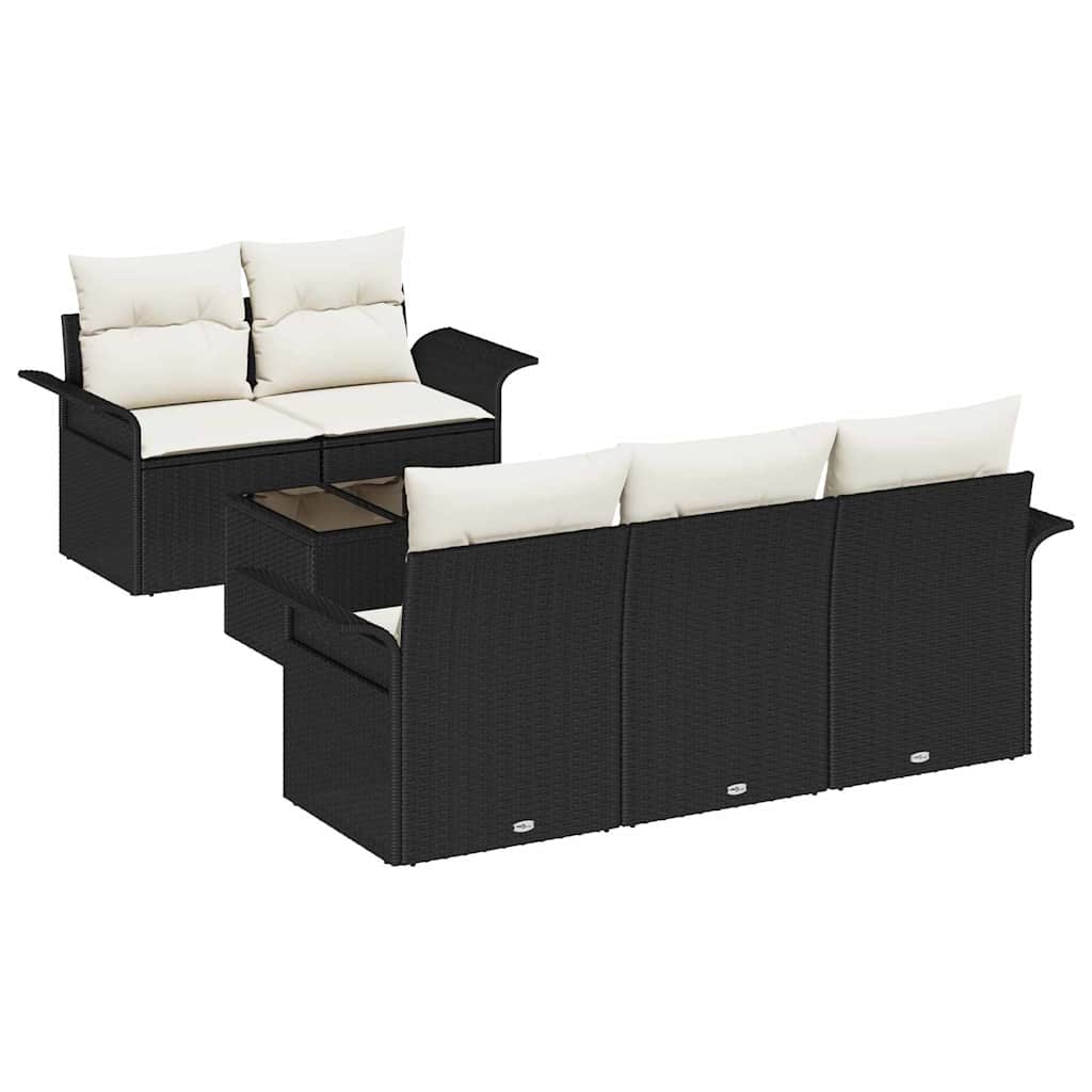 Sofa Set 6 stk. Schwarz Poly-Rattan