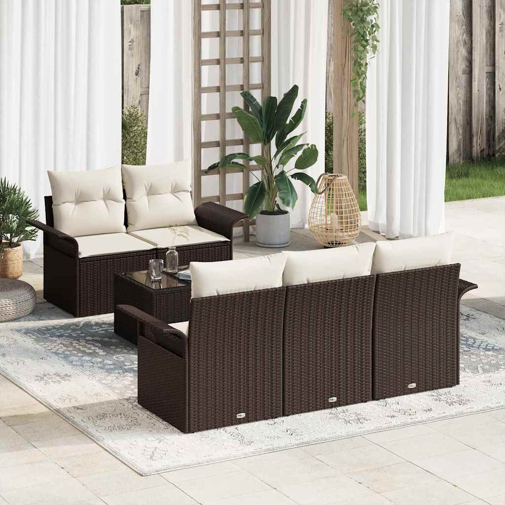 Sofa Set 6 stk. Braun Poly-Rattan