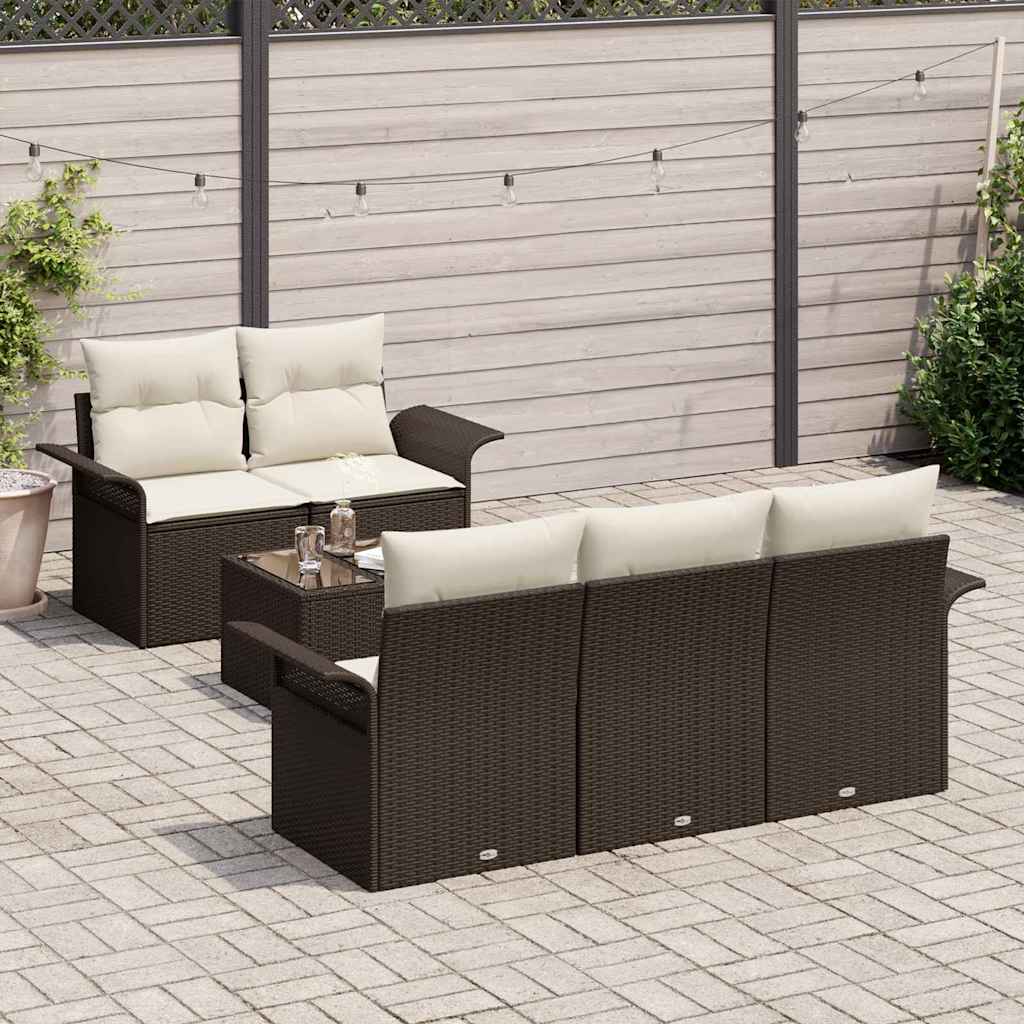 Sofa Set 6 stk. Braun Poly-Rattan