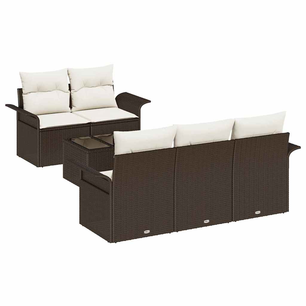 Sofa Set 6 stk. Braun Poly-Rattan
