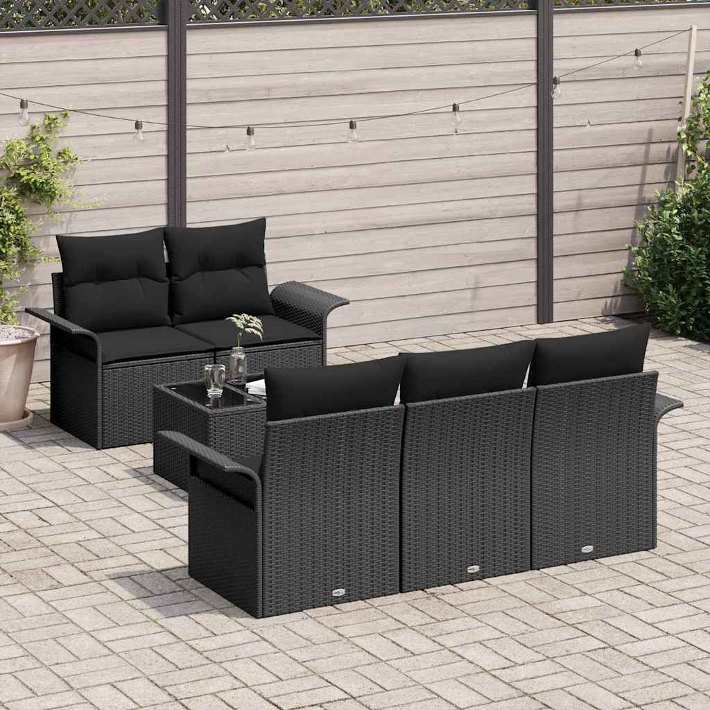 Sofa Set 6 stk. Schwarz Poly-Rattan