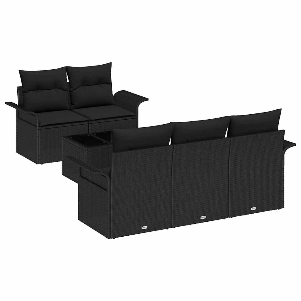 Sofa Set 6 stk. Schwarz Poly-Rattan
