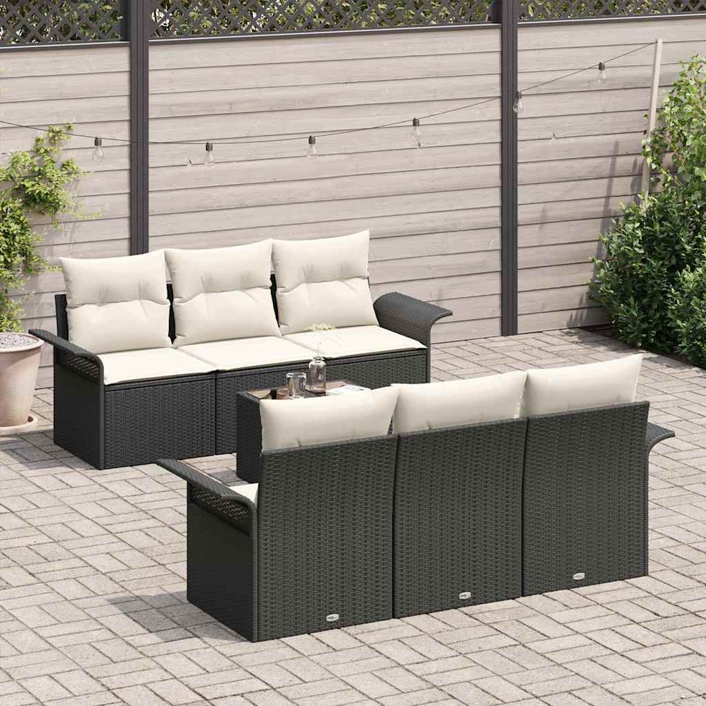 Gartensofa-set 7 stk. Schwarz Poly-Rattan