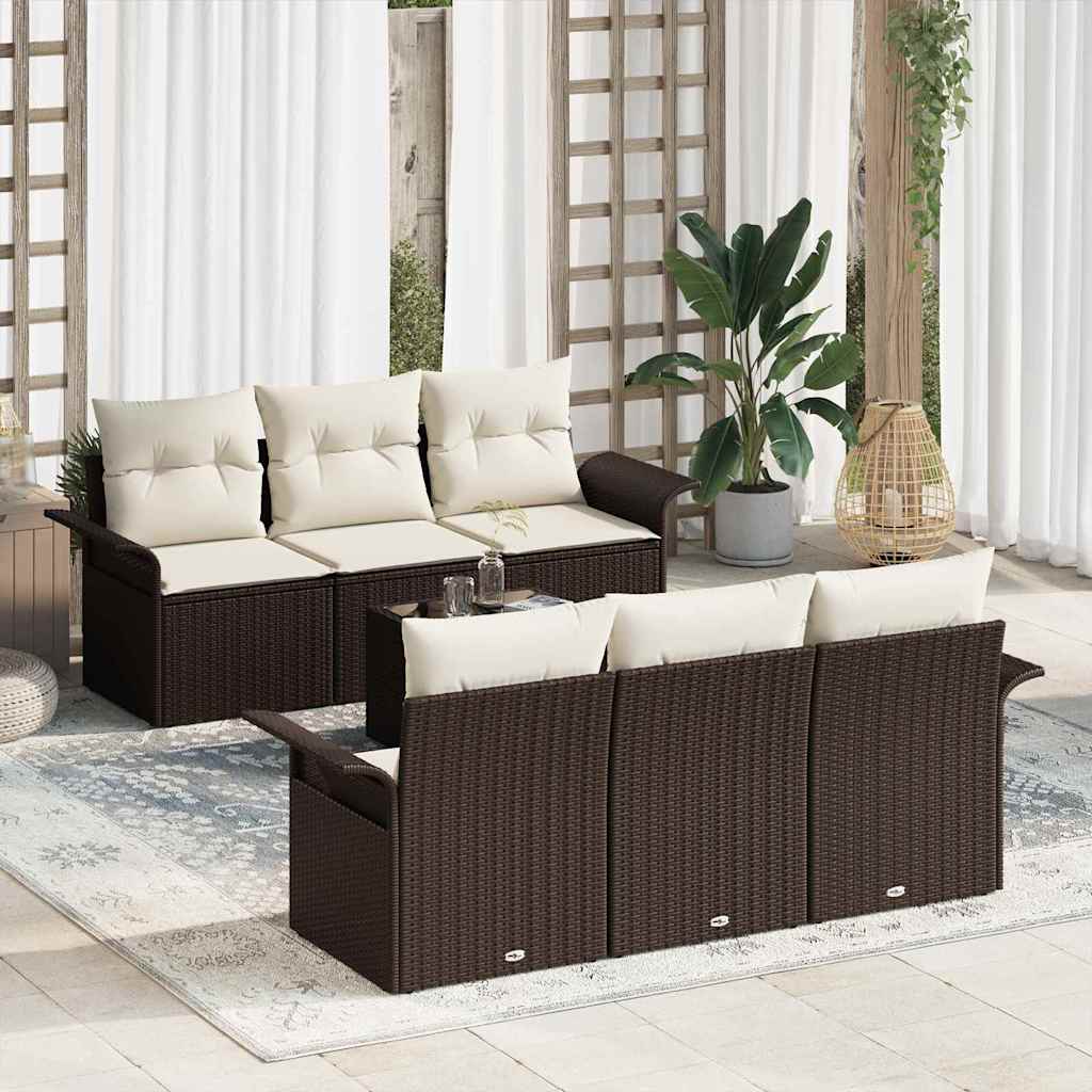 Gartensofa-set 7 stk. Braun Poly-Rattan