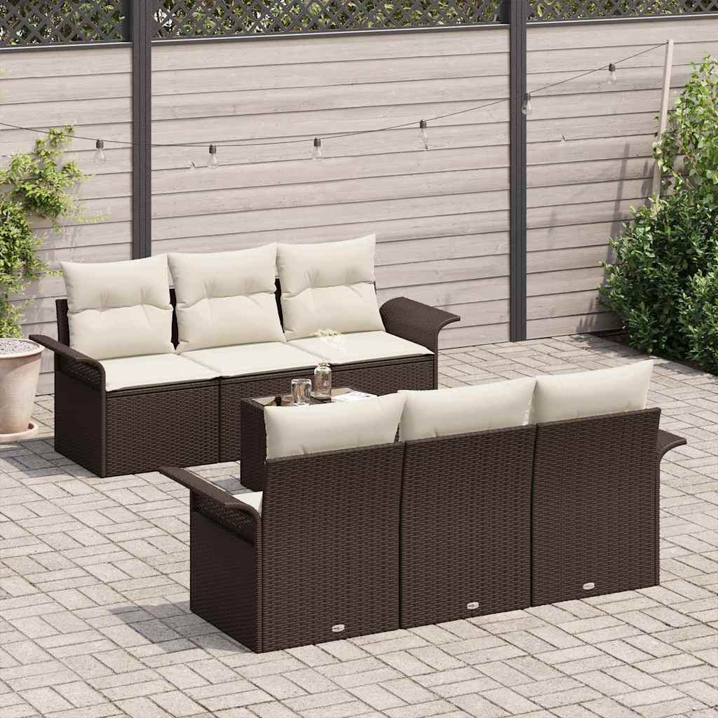 Gartensofa-set 7 stk. Braun Poly-Rattan