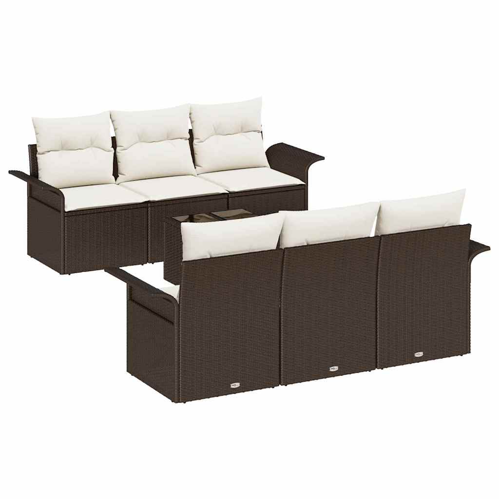 Gartensofa-set 7 stk. Braun Poly-Rattan