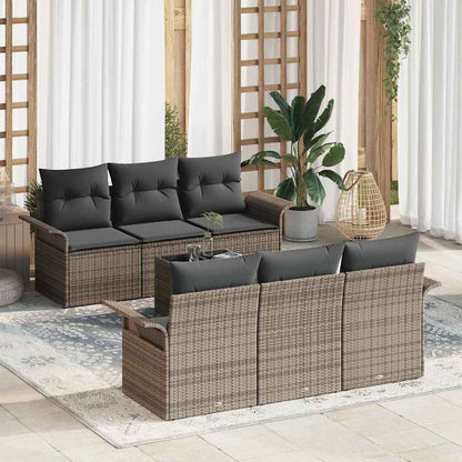 Gartensofa-set 7 stk. Grau Poly-Rattan