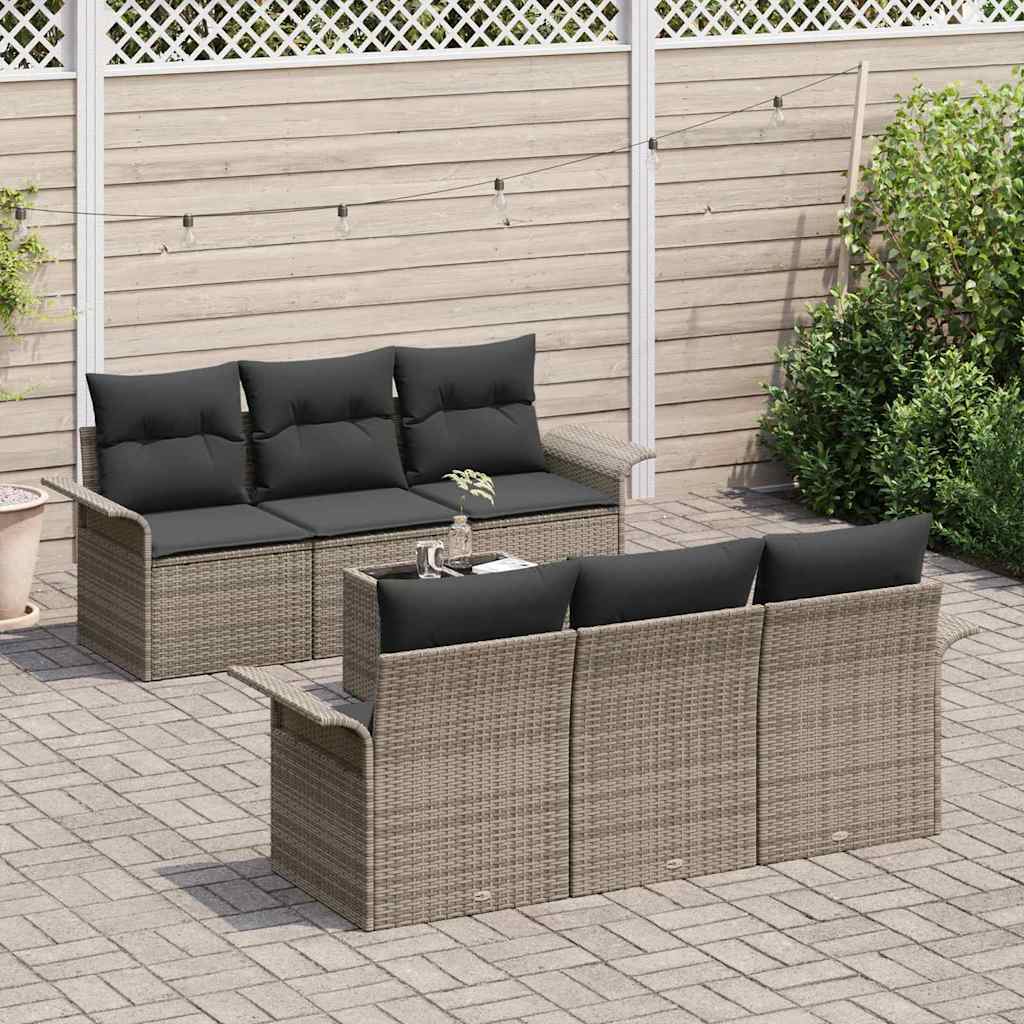 Gartensofa-set 7 Stk. Grau Poly-Rattan