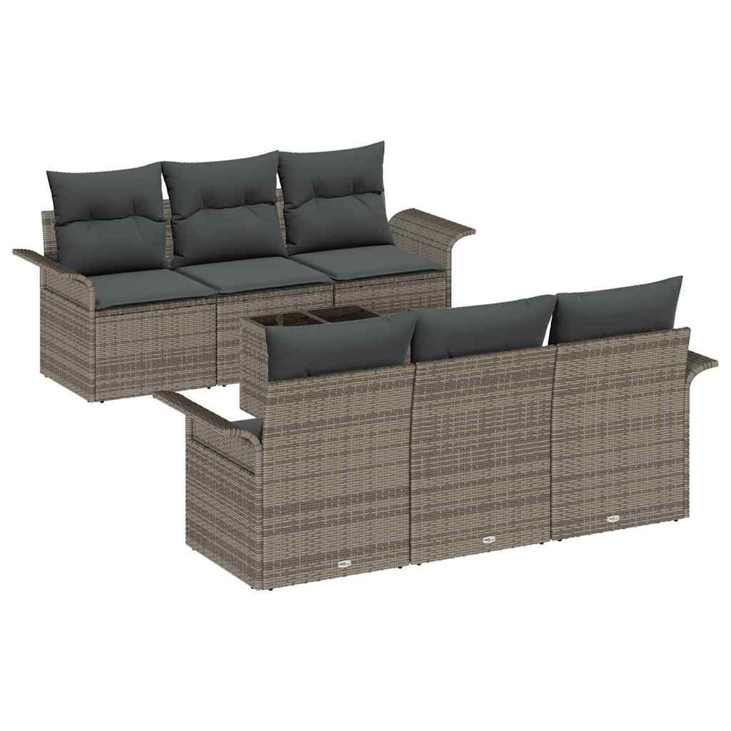 Gartensofa-set 7 Stk. Grau Poly-Rattan