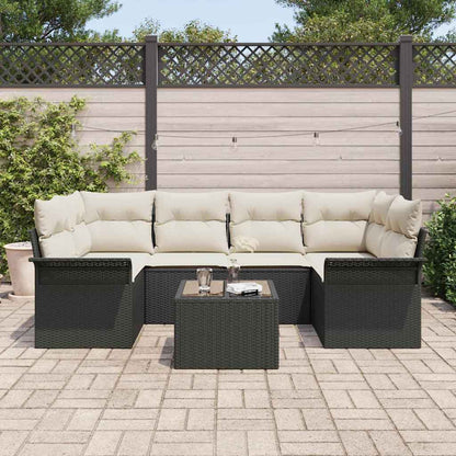 Gartensofa-set 7 stk. Schwarz Poly-Rattan