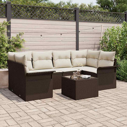 Gartensofa-set 7 stk. Braun Poly-Rattan