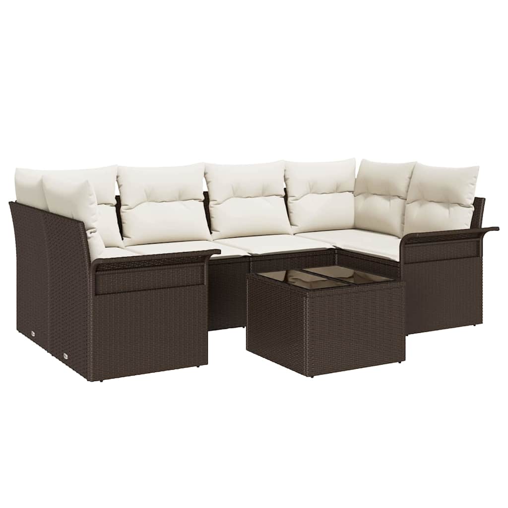 Gartensofa-set 7 Stk. Braun Poly-Rattan