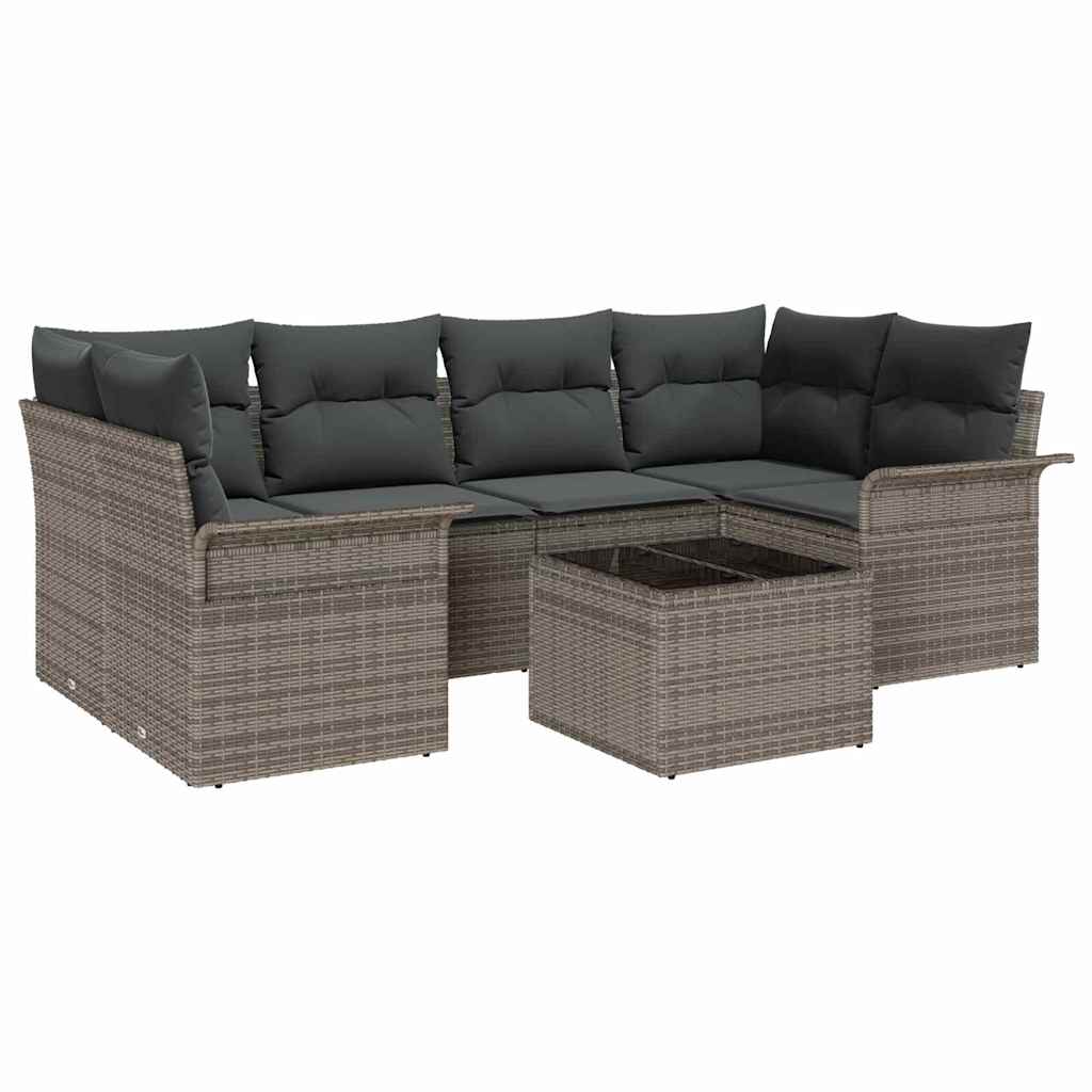 Gartensofa-set 7 Stk. Grau Poly-Rattan