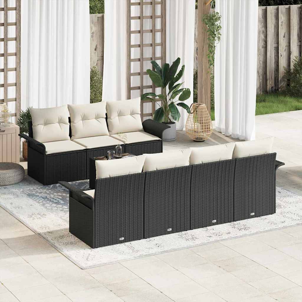 Gartensofa-set 8 stk. Schwarz Poly-Rattan