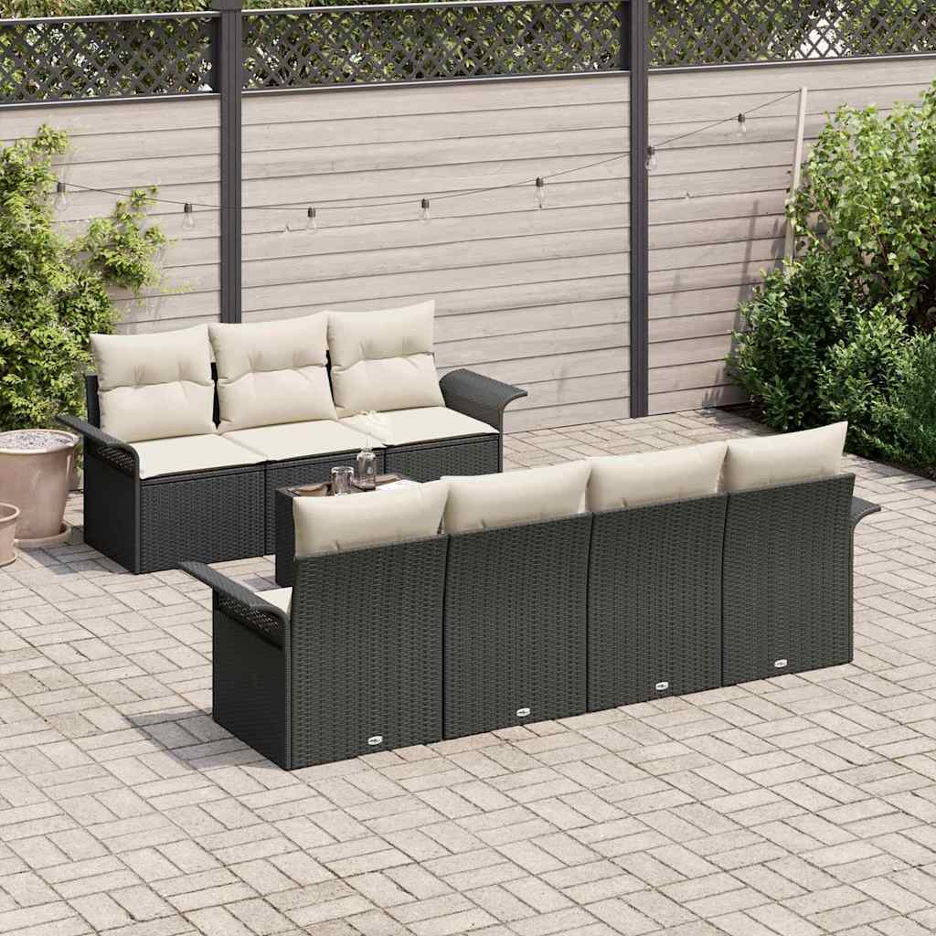 Gartensofa-set 8 stk. Schwarz Poly-Rattan