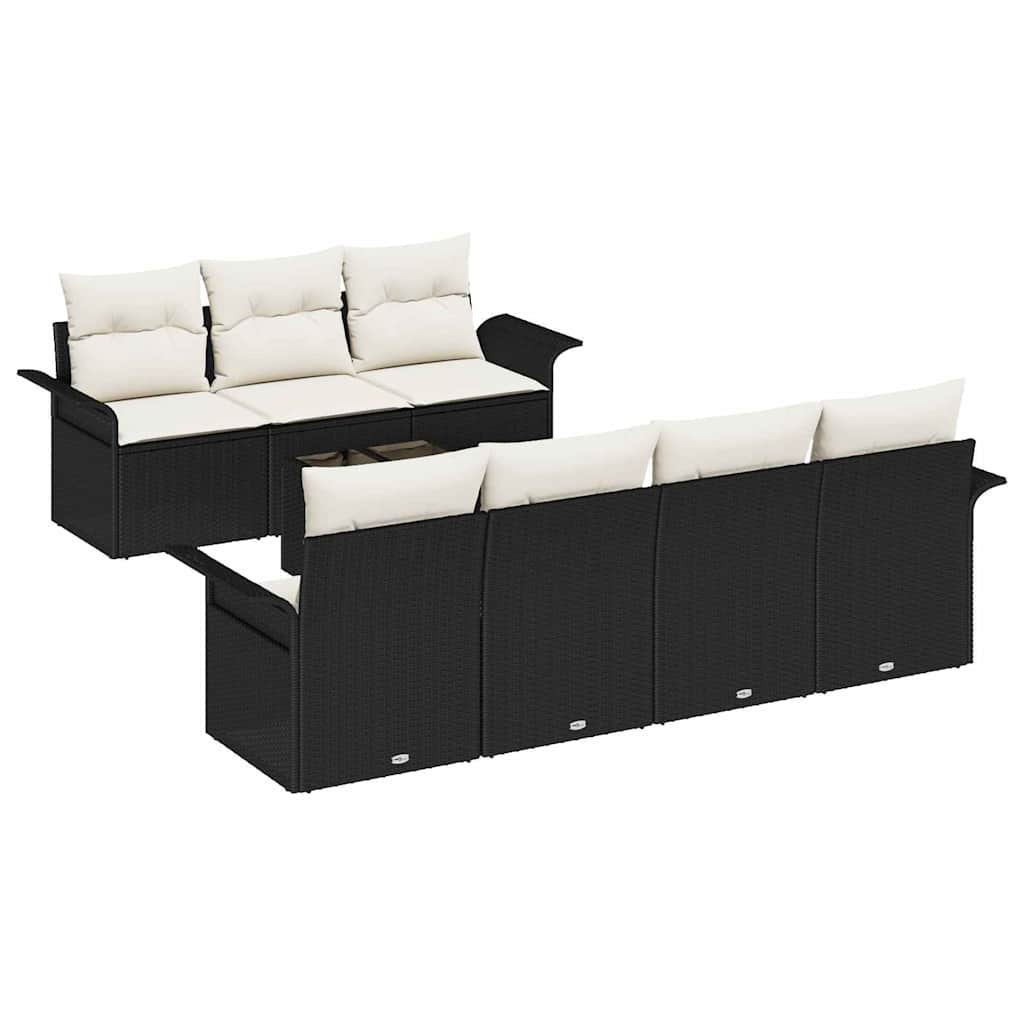 Gartensofa-set 8 stk. Schwarz Poly-Rattan