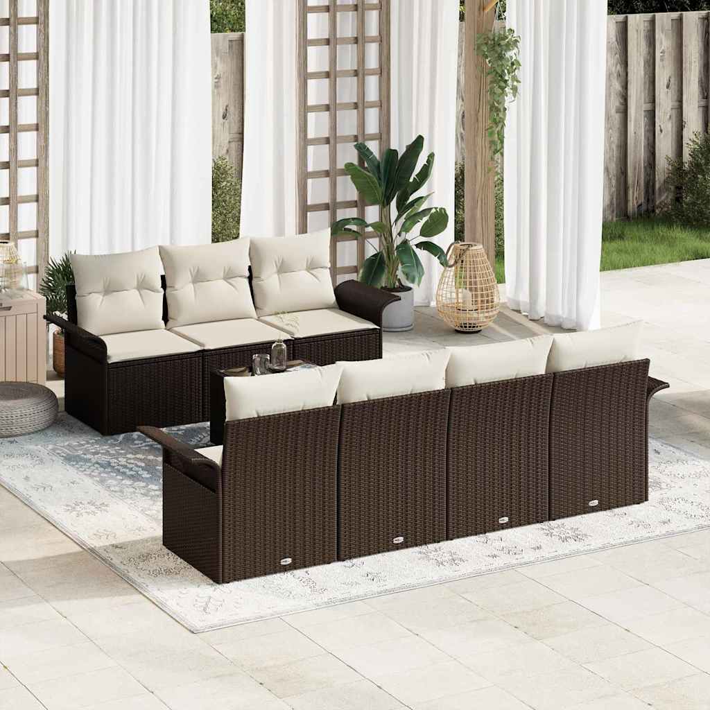 Gartensofa-set 8 stk. Braun Poly-Rattan