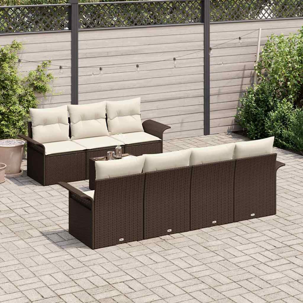 Gartensofa-set 8 stk. Braun Poly-Rattan