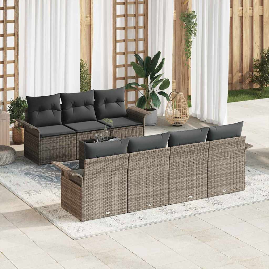 Gartensofa-set 8 stk. Grau Poly-Rattan