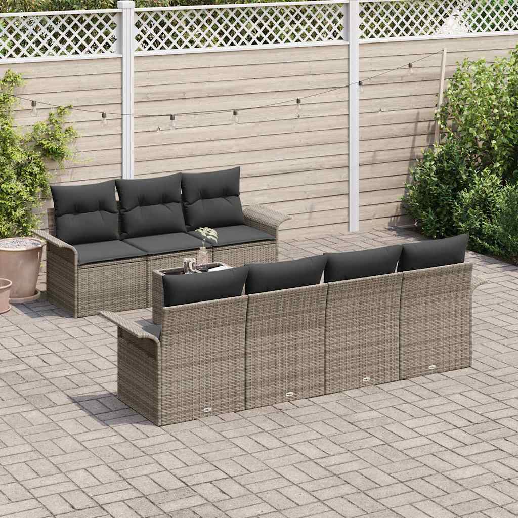 Gartensofa-set 8 stk. Grau Poly-Rattan