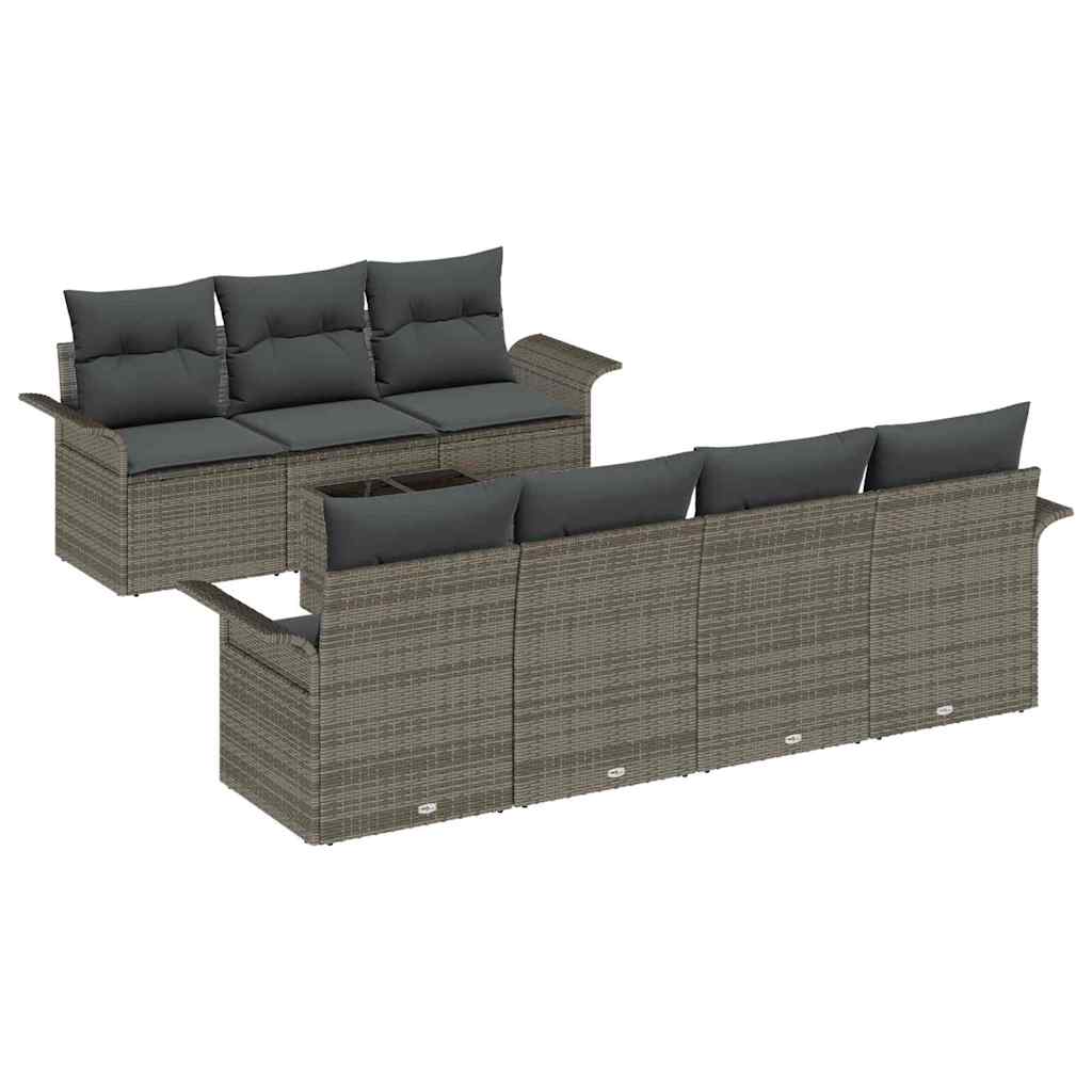Gartensofa-set 8 stk. Grau Poly-Rattan