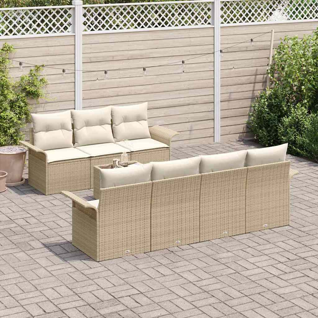 Gartensofa-set 8 stk. Beige Poly-Rattan