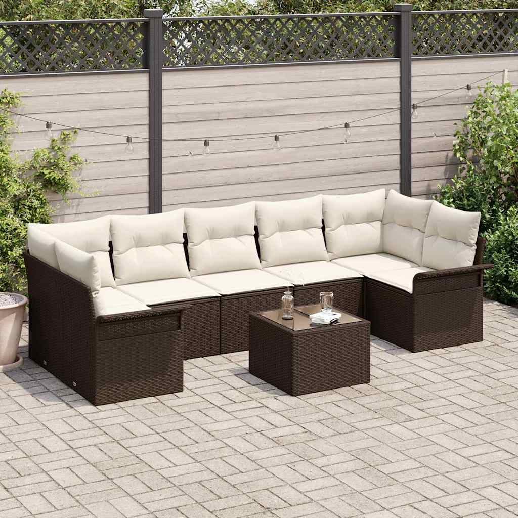 Gartensofa-set 8 Stk. Braun Poly-Rattan
