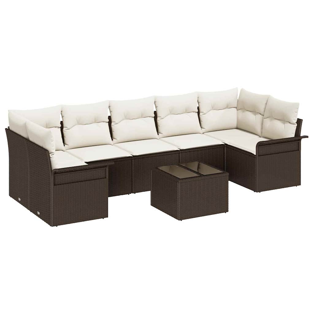 Gartensofa-set mit Kissen 8 pcs Braun Poly-Rattan