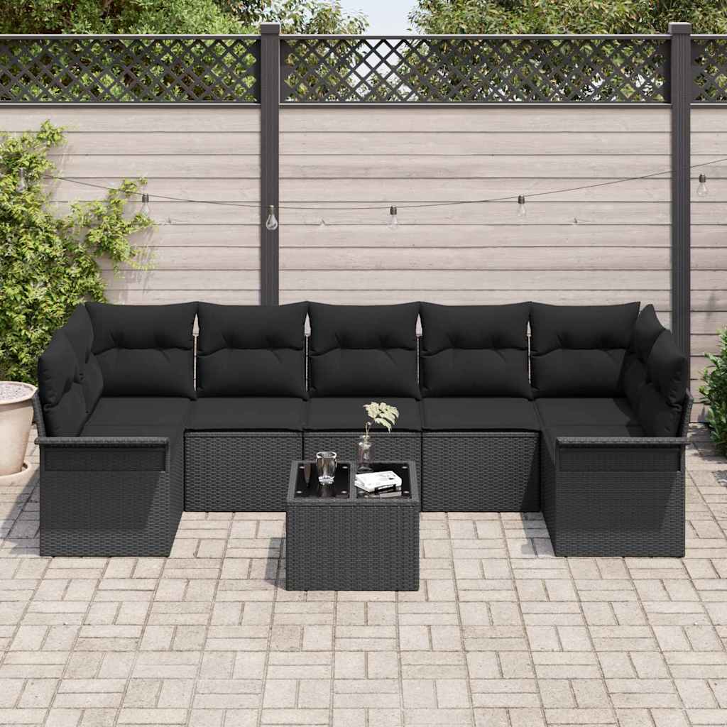 Gartensofa-set 8 stk. Schwarz Poly-Rattan
