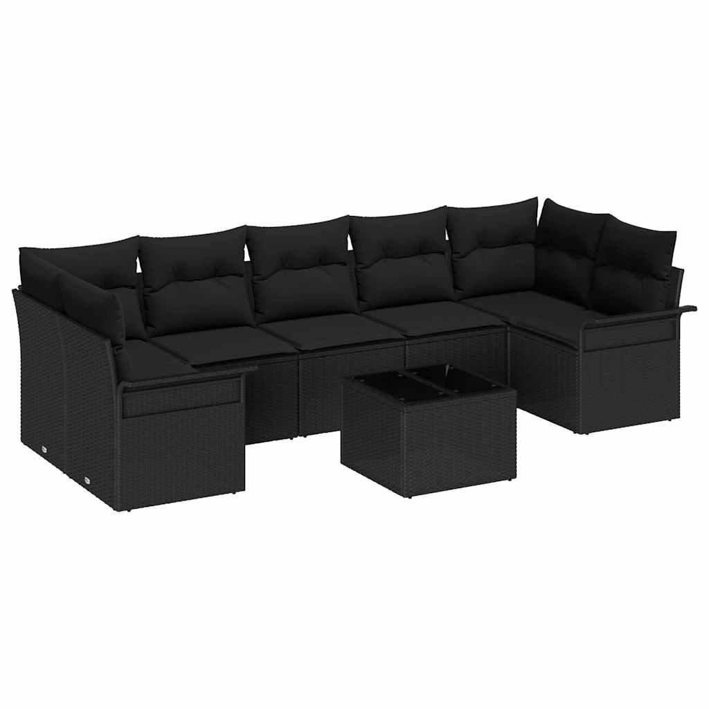 Gartensofa-set 8 stk. Schwarz Poly-Rattan