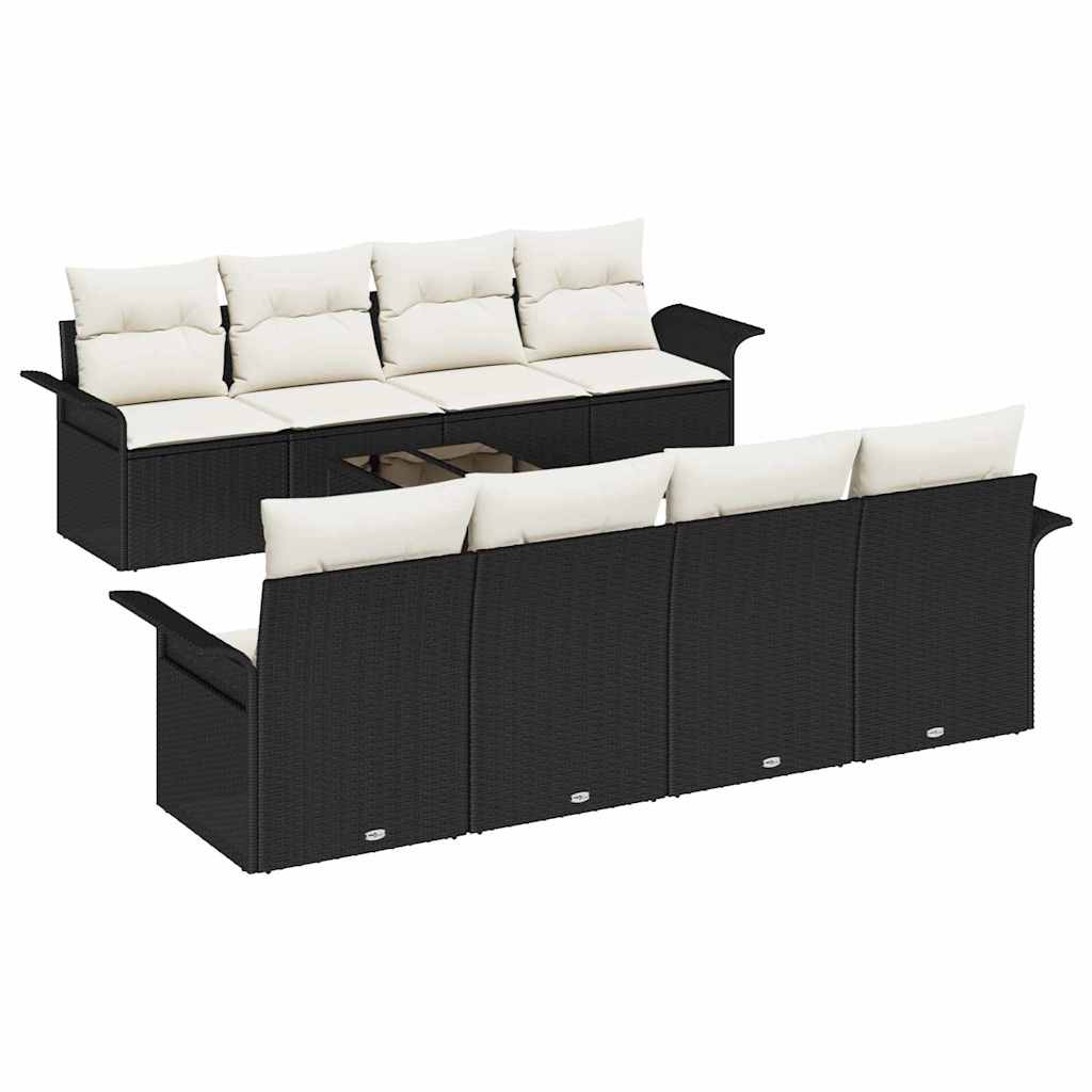 Gartensofa-set 9 stk. Schwarz Poly-Rattan