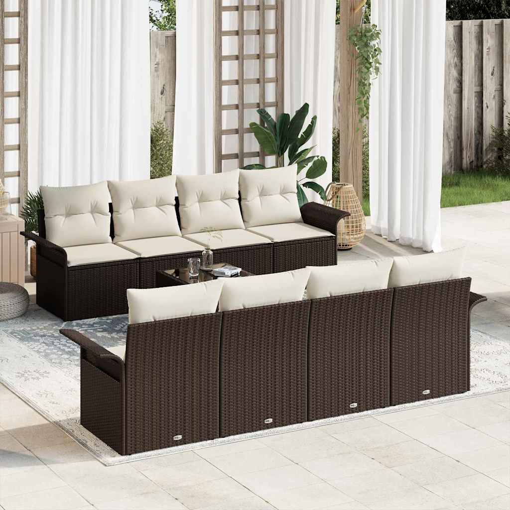 Gartensofa-set 9 stk. Braun Poly-Rattan