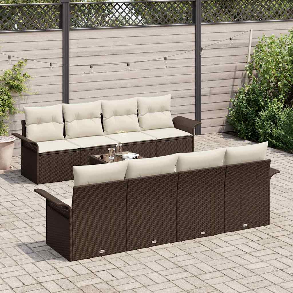 Gartensofa-set 9 stk. Braun Poly-Rattan