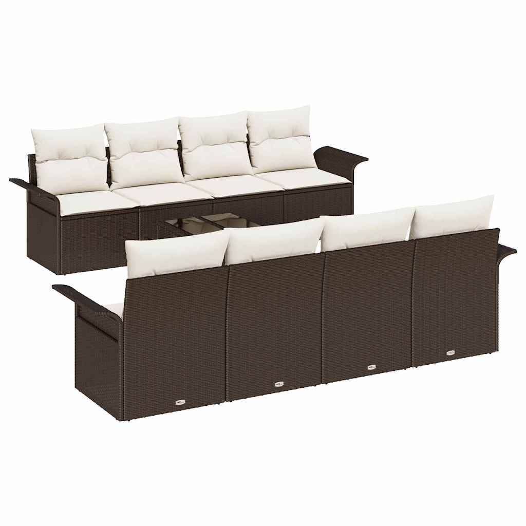 Gartensofa-set 9 stk. Braun Poly-Rattan