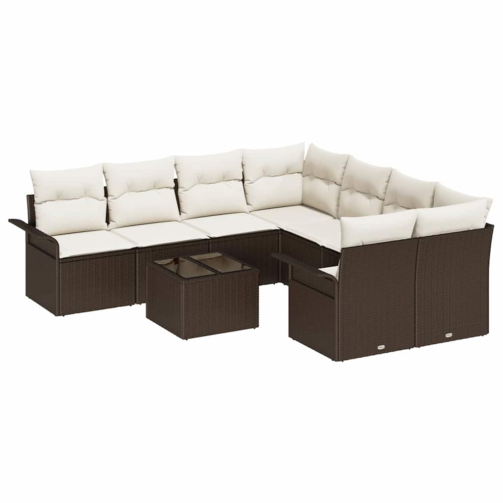 Gartensofa-set 9 Stk. Braun Poly-Rattan