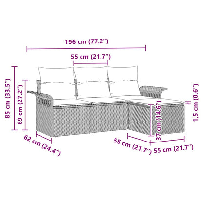 Sofa Set 4 stk. 4-Sitzanzahl Beige Poly-Rattan