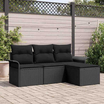 Sofa Set 4 stk. 4-Sitzanzahl Schwarz Poly-Rattan