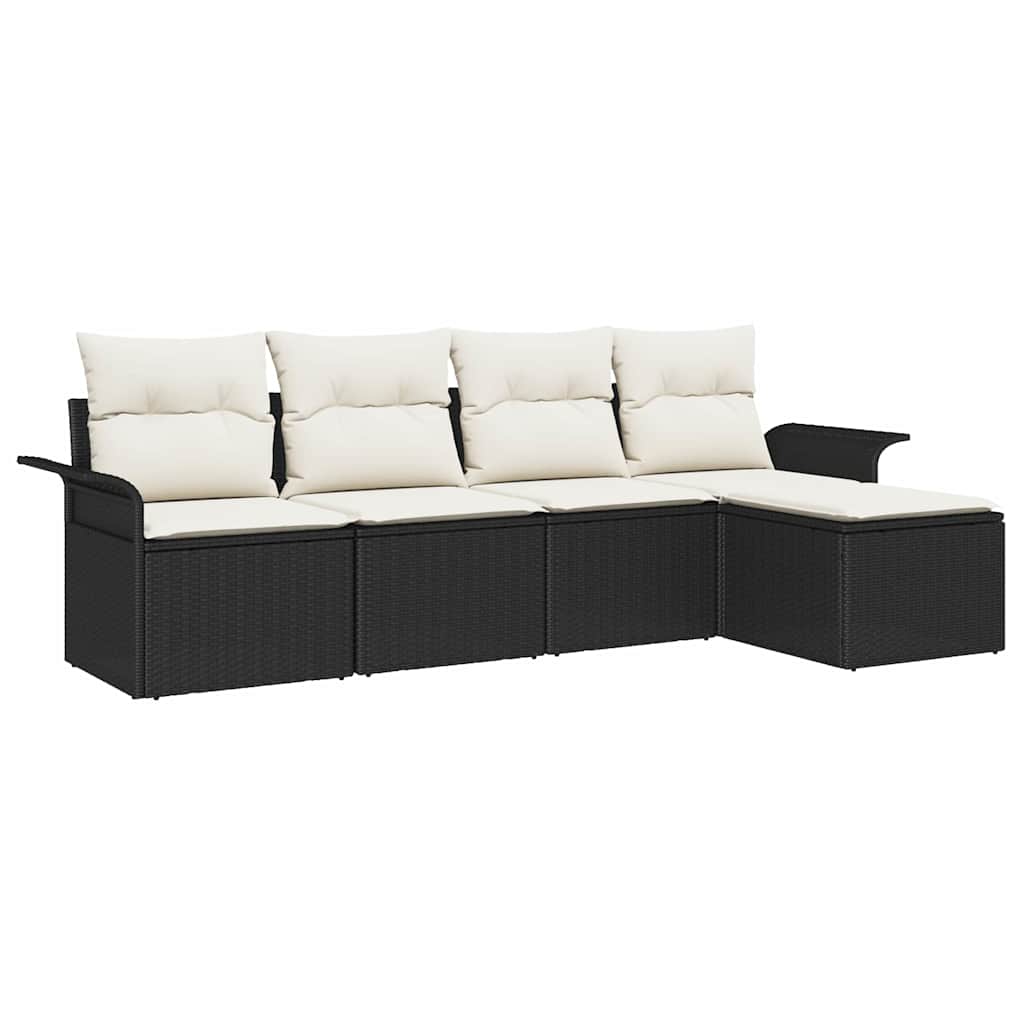 Outdoor-Sofa 5 stk. Schwarz Poly-Rattan