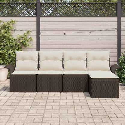 Outdoor-Sofa 5 stk. Braun Poly-Rattan