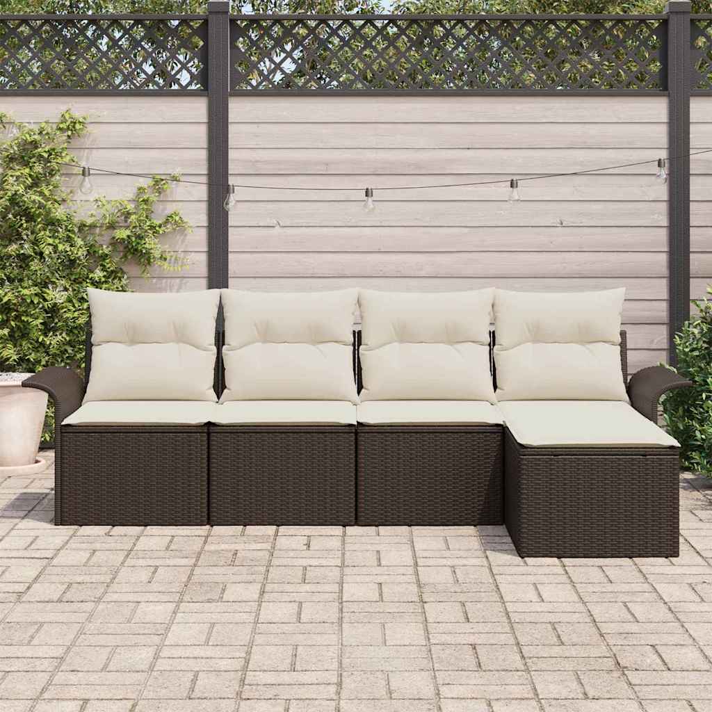 Outdoor-Sofa 5 Stk. Braun Poly-Rattan