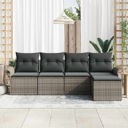 Outdoor-Sofa 5 stk. Grau Poly-Rattan