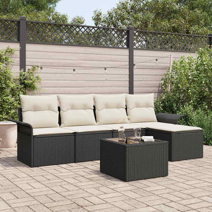 Outdoor-Sofa 6 stk. Schwarz Poly-Rattan